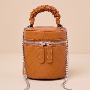 Lulus Quilted Barrel Crossbody Bag - Brown Mini Purse with Chain Strap